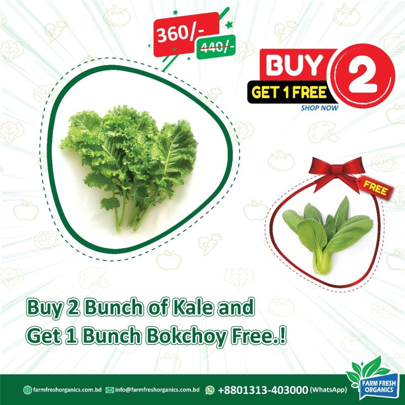 Buy 2 Bunch Kale & Get 1 Bunch Bokchoy  Free!
